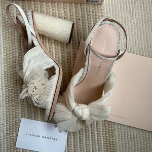 Loeffler Randall camellia white sandals great condition - BHLDN wedding shoes